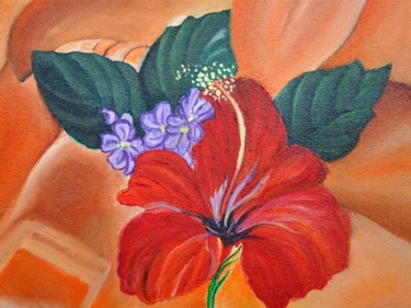 Painting titled "Flores" by Marta Moschiar, Original Artwork, Oil