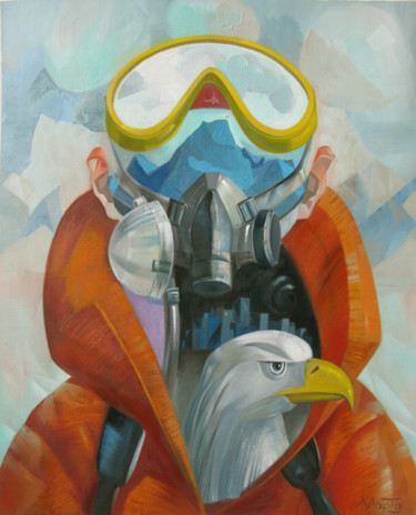 Картина под названием "Climber" - Marta Shmatava, Подлинное произведение искусства, Масло Установлен на Деревянная рама для…