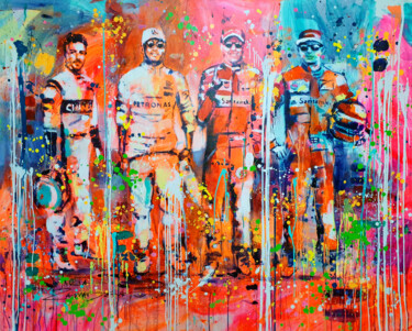 Картина под названием "F1 drivers" - Marta Zawadzka, Подлинное произведение искусства, Акрил Установлен на Деревянная рама д…