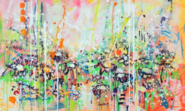 Картина под названием "Flowers" - Marta Zawadzka, Подлинное произведение искусства, Акрил Установлен на Деревянная рама для…
