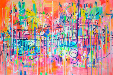 Картина под названием "Pink park" - Marta Zawadzka, Подлинное произведение искусства, Акрил Установлен на Деревянная рама дл…