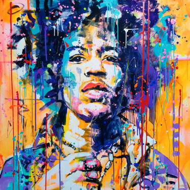 Painting titled "Jimi" by Marta Zawadzka, Original Artwork, Acrylic Mounted on Wood Stretcher frame