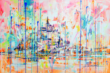 Painting titled "Mont-Saint-Michel" by Marta Zawadzka, Original Artwork, Acrylic Mounted on Wood Stretcher frame