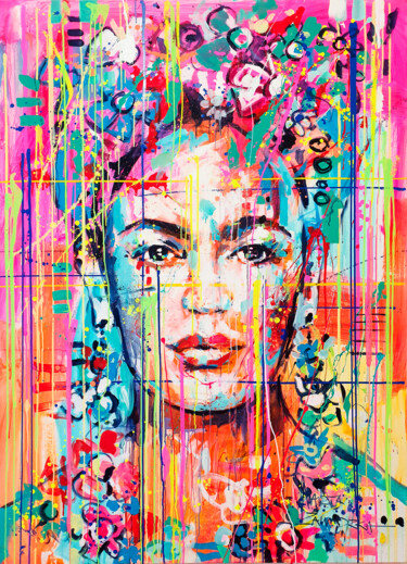 My Frida Peinture intitulée "My Frida" par Marta Zawadzka, Œuvre d'art originale, Acrylique Monté sur Châssis