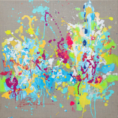 Картина под названием "Summer flower" - Marta Zawadzka, Подлинное произведение искусства, Акрил Установлен на Деревянная рам…