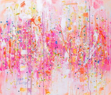 Painting titled "Pink variation" by Marta Zawadzka, Original Artwork, Acrylic Mounted on Wood Stretcher frame