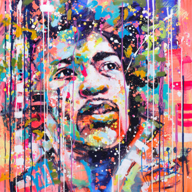 Jimi Hendrix Peinture intitulée "Jimi Hendrix" par Marta Zawadzka, Œuvre d'art originale, Acrylique Monté sur Châssis