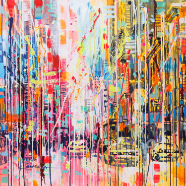 Картина под названием "fun in NYC" - Marta Zawadzka, Подлинное произведение искусства, Акрил Установлен на Деревянная рама д…