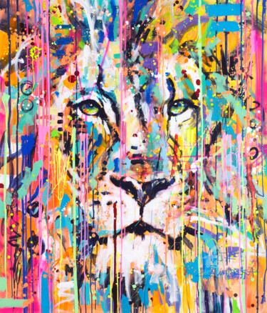 Painting titled "King" by Marta Zawadzka, Original Artwork, Acrylic Mounted on Wood Stretcher frame