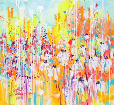 Malarstwo zatytułowany „Meadow full of dais…” autorstwa Marta Zawadzka, Oryginalna praca, Akryl Zamontowany na Drewniana ram…