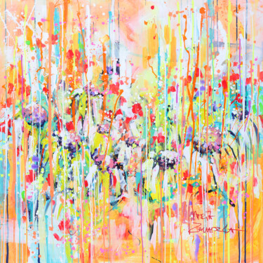Картина под названием "Summer daisies" - Marta Zawadzka, Подлинное произведение искусства, Акрил Установлен на Деревянная ра…