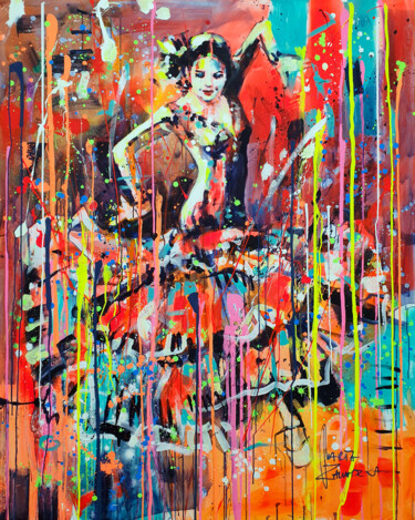 Pittura intitolato "Red dance" da Marta Zawadzka, Opera d'arte originale, Acrilico Montato su Telaio per barella in legno