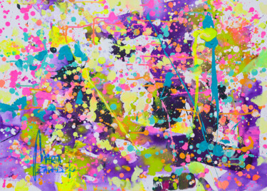 Картина под названием "Purple evening" - Marta Zawadzka, Подлинное произведение искусства, Акрил Установлен на Деревянная ра…