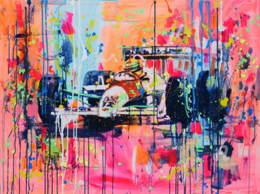 Malarstwo zatytułowany „Senna - GP Monaco 1…” autorstwa Marta Zawadzka, Oryginalna praca, Akryl Zamontowany na Drewniana ram…