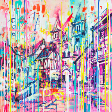 Druckgrafik mit dem Titel "Pink town - print" von Marta Zawadzka, Original-Kunstwerk, Digitaldruck