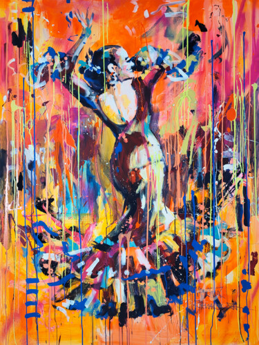 「Dance full of passi…」というタイトルの絵画 Marta Zawadzkaによって, オリジナルのアートワーク, アクリル ウッドストレッチャーフレームにマウント