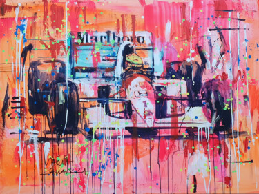 Pintura titulada "Senna in McLaren" por Marta Zawadzka, Obra de arte original, Acrílico Montado en Bastidor de camilla de ma…