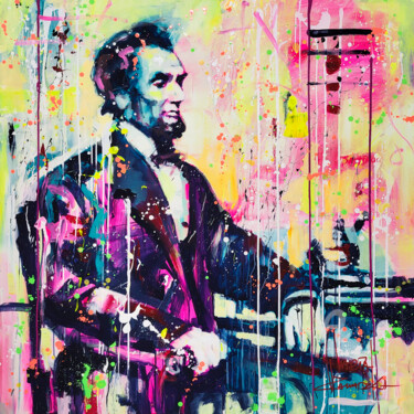 Картина под названием "Abraham Lincoln" - Marta Zawadzka, Подлинное произведение искусства, Акрил Установлен на Деревянная р…