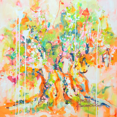 Painting titled "Spring in the Olive…" by Marta Zawadzka, Original Artwork, Acrylic Mounted on Wood Stretcher frame