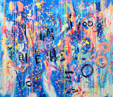 「Dancing in the rain」というタイトルの絵画 Marta Zawadzkaによって, オリジナルのアートワーク, アクリル ウッドストレッチャーフレームにマウント