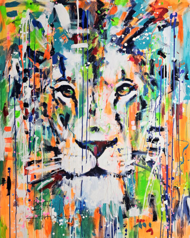 Pintura titulada "Lionhearted Rhapsody" por Marta Zawadzka, Obra de arte original, Acrílico Montado en Bastidor de camilla d…