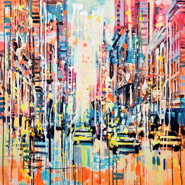 Картина под названием "Yellow NYC" - Marta Zawadzka, Подлинное произведение искусства, Акрил Установлен на Деревянная рама д…