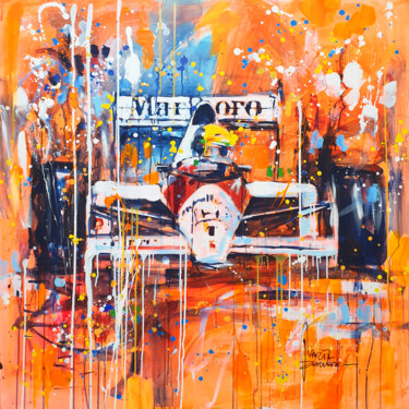 Malerei mit dem Titel "Ayrton Senna in Mon…" von Marta Zawadzka, Original-Kunstwerk, Acryl Auf Keilrahmen aus Holz montiert