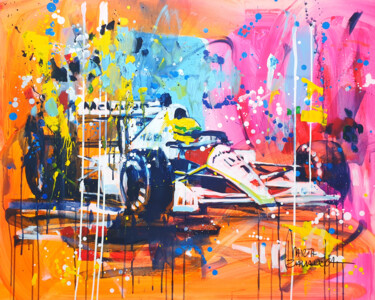 Malerei mit dem Titel "Ayrton Senna" von Marta Zawadzka, Original-Kunstwerk, Acryl Auf Keilrahmen aus Holz montiert