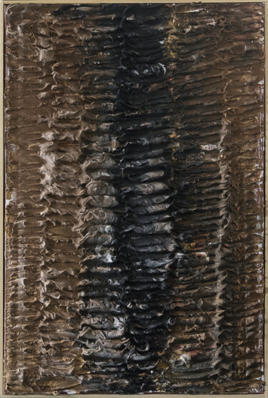 Malerei mit dem Titel "Pasta marrone e ner…" von Martelli, Original-Kunstwerk, Acryl Auf Holzplatte montiert