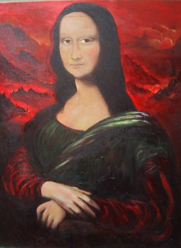 Painting titled "Mona Lisa in Hell" by Martemaniac, Original Artwork, Oil