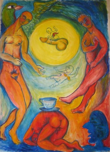 Painting titled "La hora del cafe (…" by Martemaniac, Original Artwork, Oil