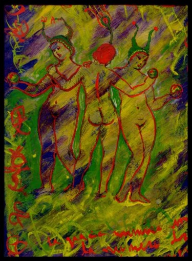 Painting titled "Three Graces" by Martemaniac, Original Artwork, Oil