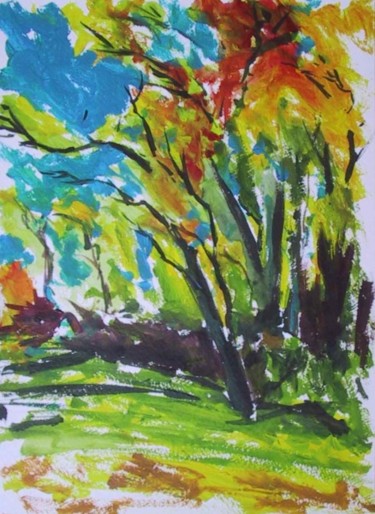 Painting titled "Fall in Calhoun park" by Martemaniac, Original Artwork, Oil