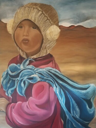 Schilderij getiteld "pastorcita peruana" door Martha Ariza, Origineel Kunstwerk, Olie
