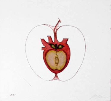 Druckgrafik mit dem Titel "True heart" von Martha Chapa, Original-Kunstwerk, Siebdruck