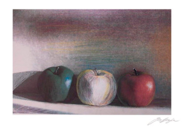 Druckgrafik mit dem Titel "Homeland apples" von Martha Chapa, Original-Kunstwerk, Siebdruck