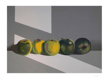 Printmaking titled "Green apples" by Martha Chapa, Original Artwork, Screenprinting