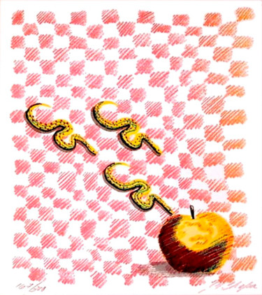 Druckgrafik mit dem Titel "Snakes" von Martha Chapa, Original-Kunstwerk, Siebdruck