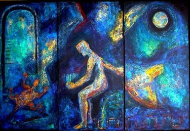 Painting titled "Dance for the Moon" by Martha Elisa Bojórquez, Original Artwork, Oil