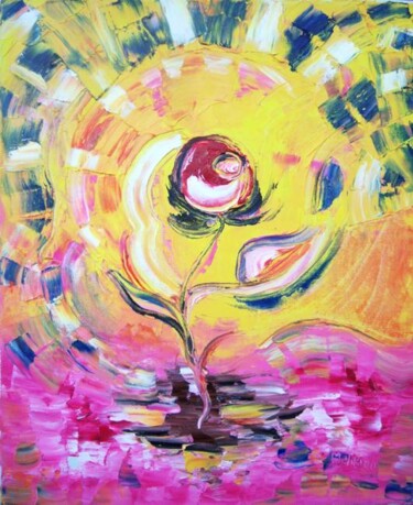 Painting titled "Fleur enchantée" by Martha Melikian, Original Artwork
