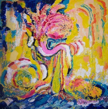 Painting titled "Flamant rose" by Martha Melikian, Original Artwork