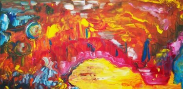 Peinture intitulée "Pont rouge" par Martha Melikian, Œuvre d'art originale