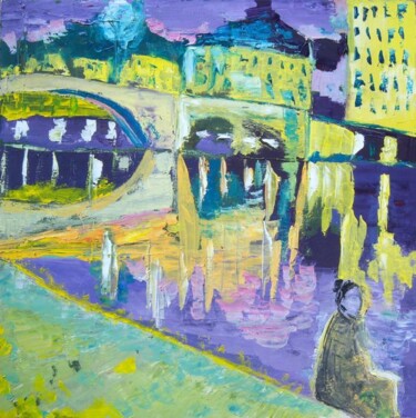Peinture intitulée "Une nuit à Lyon" par Martha Melikian, Œuvre d'art originale