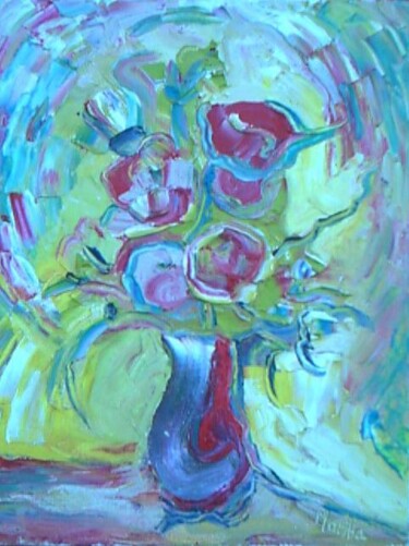 Painting titled "Roses d'été" by Martha Melikian, Original Artwork