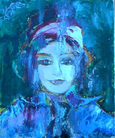 Painting titled "L'enfant frondeur" by Martha Melikian, Original Artwork