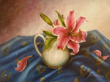 Painting titled ""Solo....una flor"" by Martha Miguez, Original Artwork