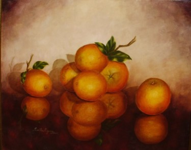 Painting titled "Cálidos reflejos...…" by Martha Miguez, Original Artwork