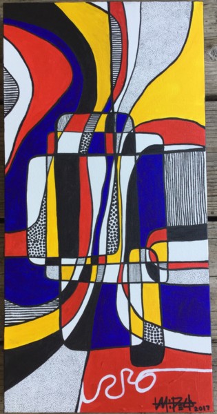 Malarstwo zatytułowany „Abstract with three…” autorstwa Martha Rey, Oryginalna praca, Akryl