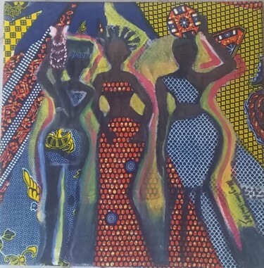 Картина под названием "Les soeurs (Sisters)" - Marthe Ngandu, Подлинное произведение искусства, Акрил