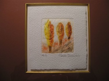 Peinture intitulée "Peupliers de Lombar…" par Marthe Desautels, Œuvre d'art originale